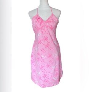 Lilly Pulitzer Vintage Pink Beach Print Halter Dress Size 6